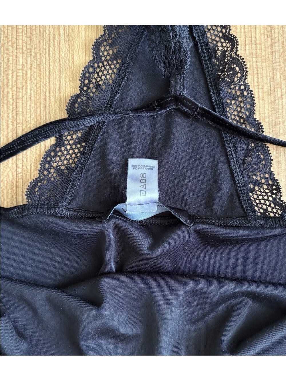 Ashley Stewart Crushed Velvet Slip Dress Lace Trim 1X Black Sexy Vamp Goth Date - Picture 6 of 8